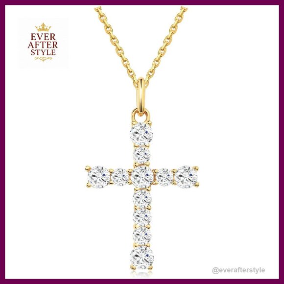 Jewelry - Gold Plated Cross Pendant Necklace Dainty Elegant Minimal Layered Jewelry